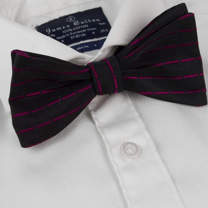 Mucha Wiązana jedwabna czarna paski