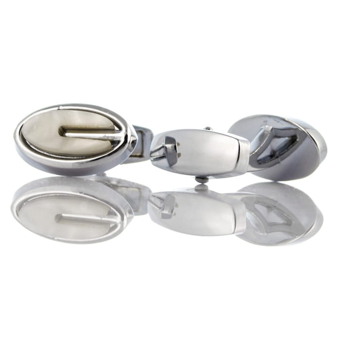 EM Men's Accessories owalne spinki do mankietów srebrne z masą perłową.jpg