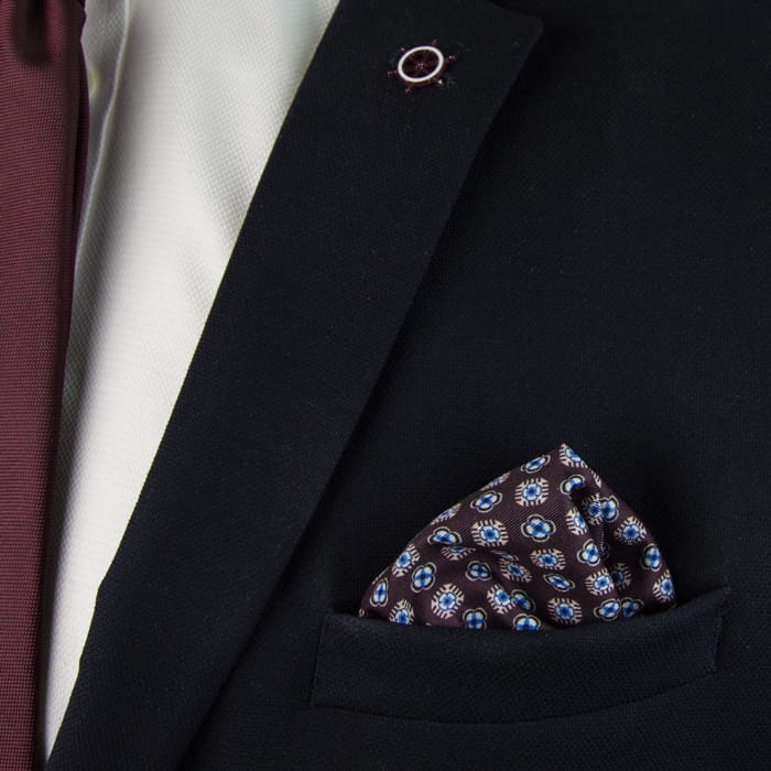 EM Men's Accessories poszetka jedwabna brązowa w kwiatki.jpg