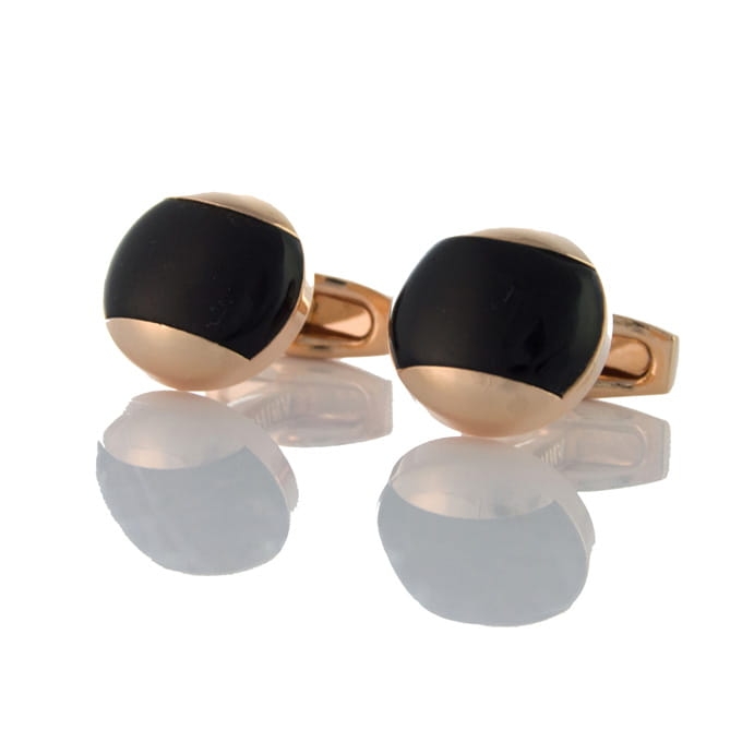 EM Men's Accessories spinki do mankietów złote z czarnym oczkiem.jpg