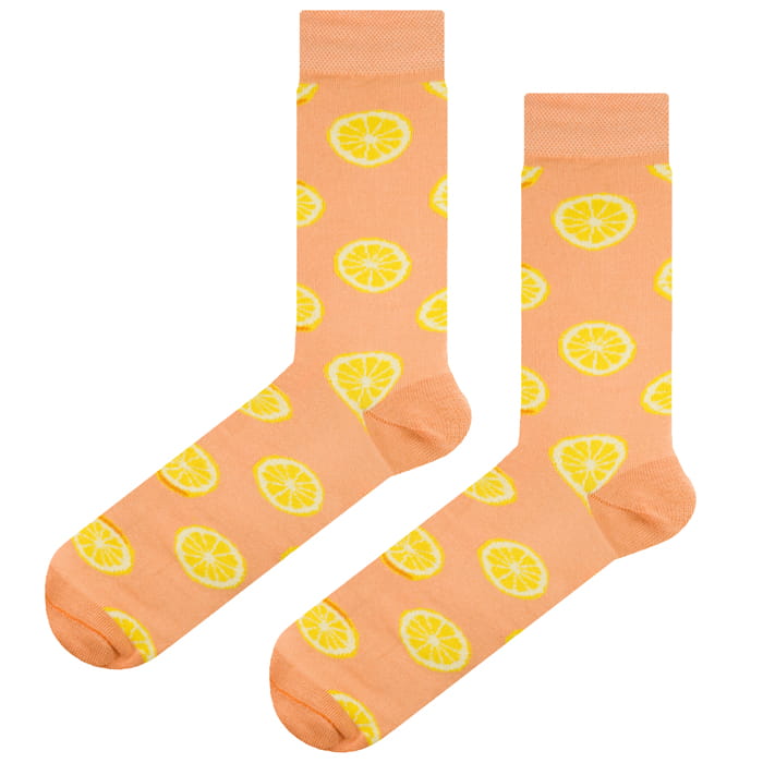 EM Men's Accessories bawełniane pomarańczowe skarpety długie w cytryny.jpg