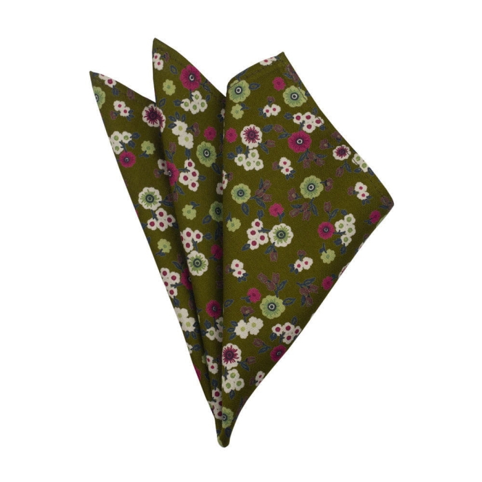 Em Men's Accessories poszetka oliwkowa w kwiaty EM-03-03-134 (1).jpg