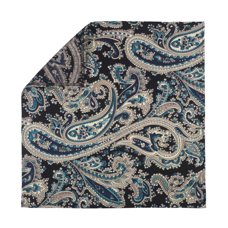 Em Men's Accessories poszetka czarno turkusowa w paisley EM-03-03-136 (1).jpg