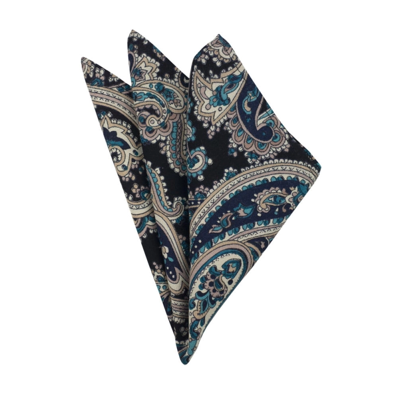 Em Men's Accessories poszetka czarno turkusowa w paisley EM-03-03-136 (1).jpg