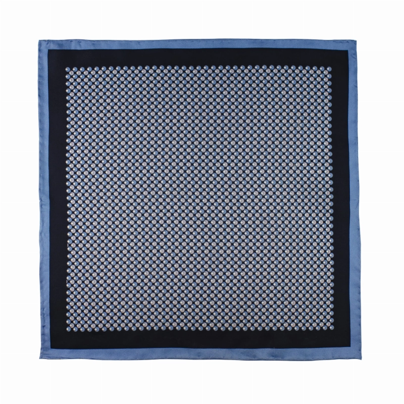 EM Men's Accessories poszetka jedwabna niebieska w mikrowzór.jpg
