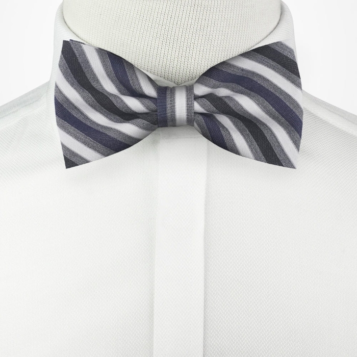 Mucha bawełniana - szaro-granatowa w paski