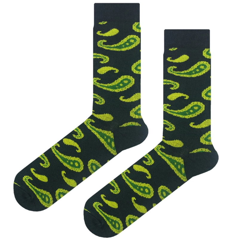 EM Men's Accessories bawełniane skarpetki zielone w paisley.jpg
