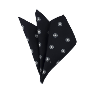 EM Men's Accessories poszetka jedwabna czarno-szara w okrągłe wzory.jpg