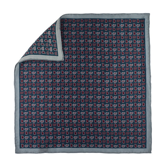 EM Men's Accessories poszetka jedwabna metaliczna szara w paisley.jpg