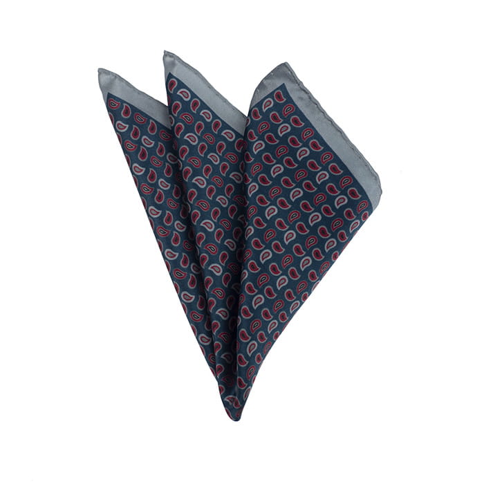 EM Men's Accessories poszetka jedwabna metaliczna szara w paisley.jpg