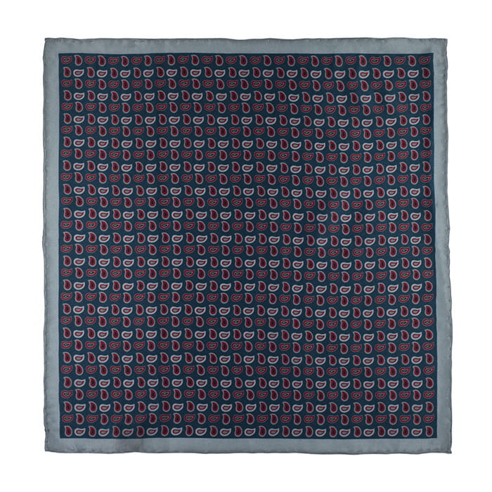 EM Men's Accessories poszetka jedwabna metaliczna szara w paisley.jpg