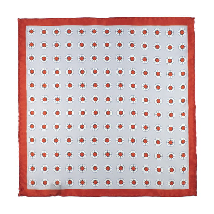 EM Men's Accessories poszetka jedwabna szaro-pomarańczowa w kwiaty.jpg