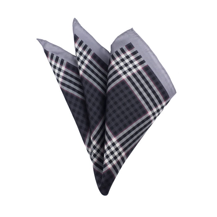 EM Men's Accessories poszetka jedwabna czarna w kratę.jpg