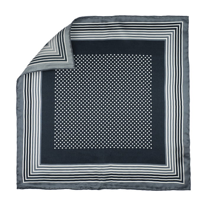 EM Men's Accessories poszetka jedwabna czarna szara w groszki.jpg