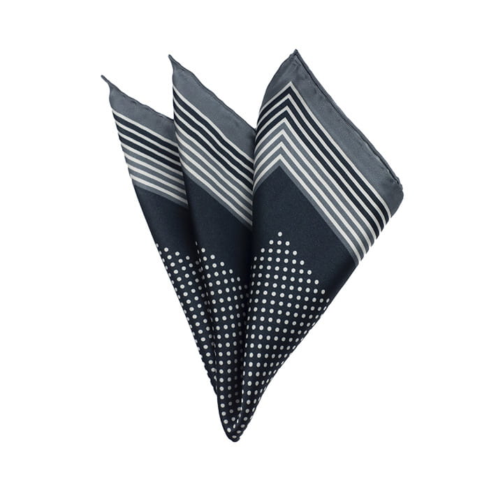 EM Men's Accessories poszetka jedwabna czarna szara w groszki.jpg