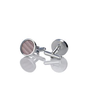 EM Men's Accessories spinki do mankietów srebrno-różowe okrągłe.jpg