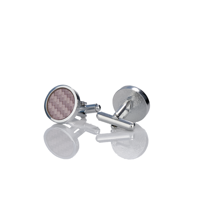 EM Men's Accessories spinki do mankietów srebrno-różowe okrągłe.jpg