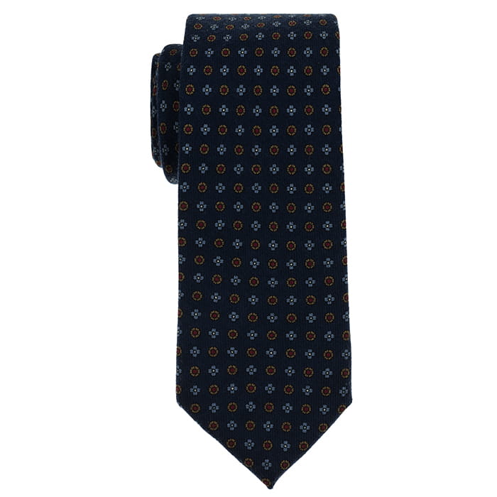 Krawat Wełniany Granatowy Ze wzorem EM men's accessories.jpg