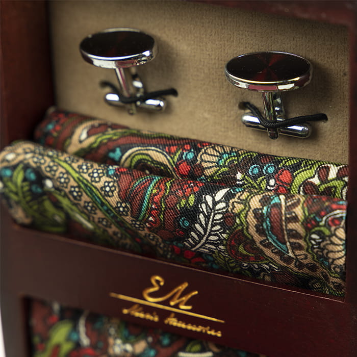 em men's accessories zestaw  prezentowy BORDOWY krawat poszetka spinki   (2).jpg