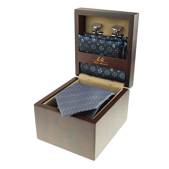 em men's accessories zestaw  prezentowy granatowy krawat poszetka spinki   (3).jpg