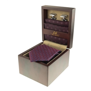 em men's accessories zestaw  prezentowy bordowy krawat poszetka spinki   (3).jpg