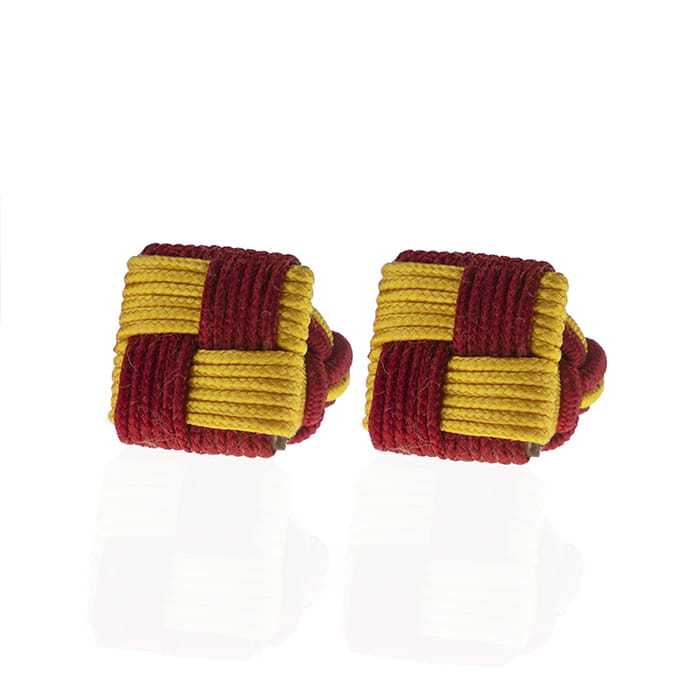 EM Men's Accessories jedwabne spinki do mankietów bordowo-żółte.jpg