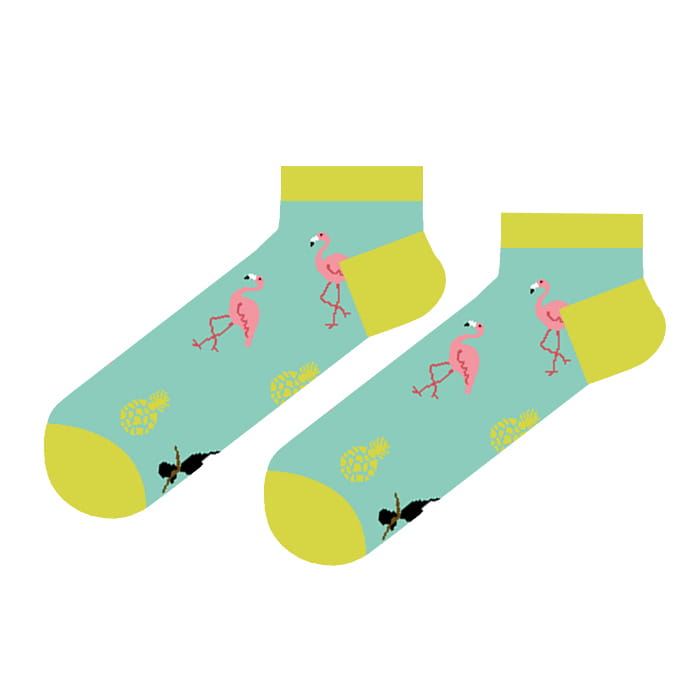 EM Men's Accessories skarpetki bawełniane zielone stopki we flamingi i tukany.jpg