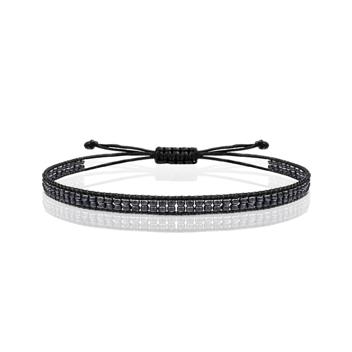 EM Men's Accessories bransoletka z koralikami szklanymi w kolorze szarym.jpg
