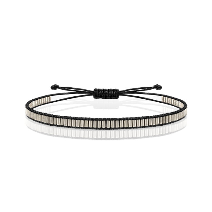 EM Men's Accessories bransoletka z koralikami szklanymi w kolorze srebrnym.jpg
