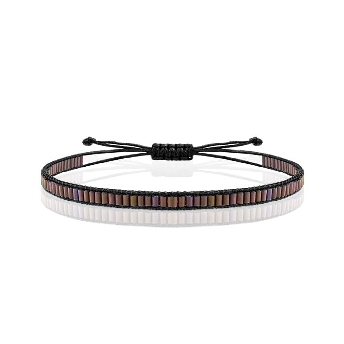 EM Men's Accessories bransoletka z koralikami szklanymi w kolorze brązowym.jpg