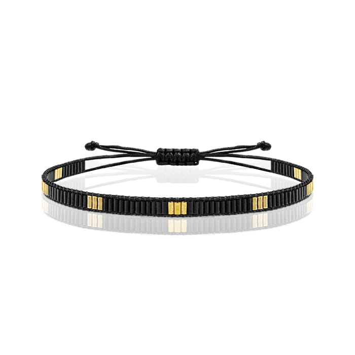 EM Men's Accessories bransoletka z koralikami szklanymi w kolorze czarnym.jpg