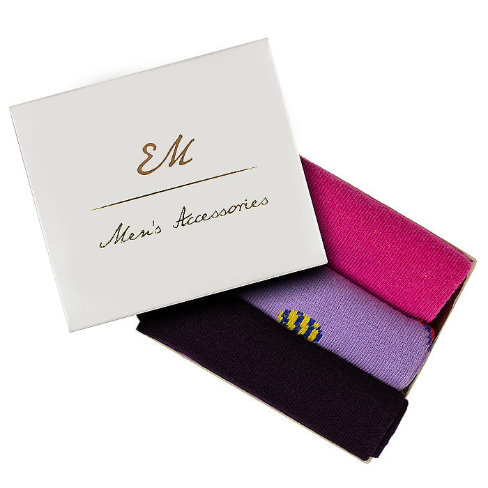EM Men's Accessories zestaw promocyjny trzech par skarpet w białym pudełku.jpg