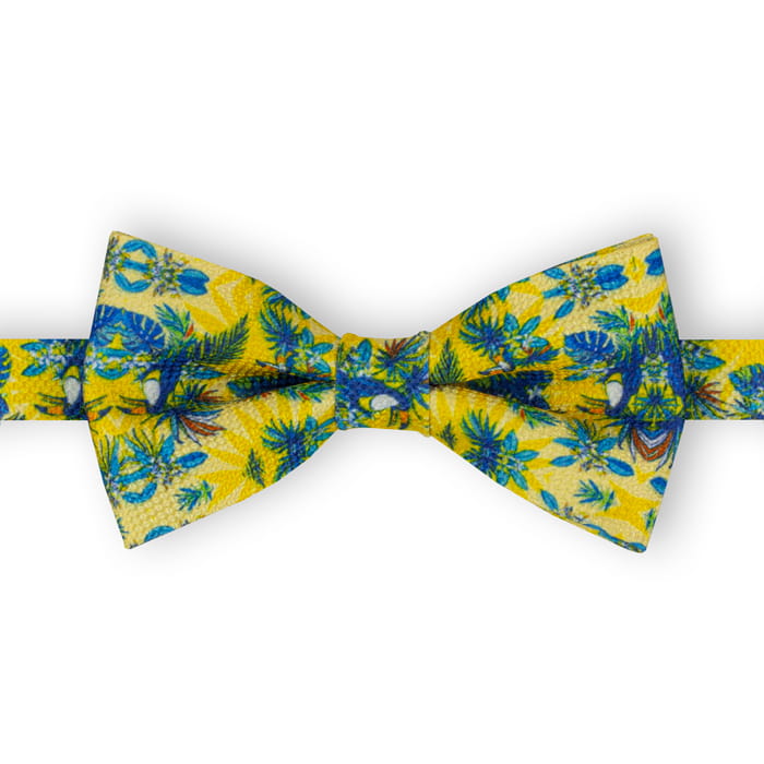 Mucha żółta we wzory tropikalne