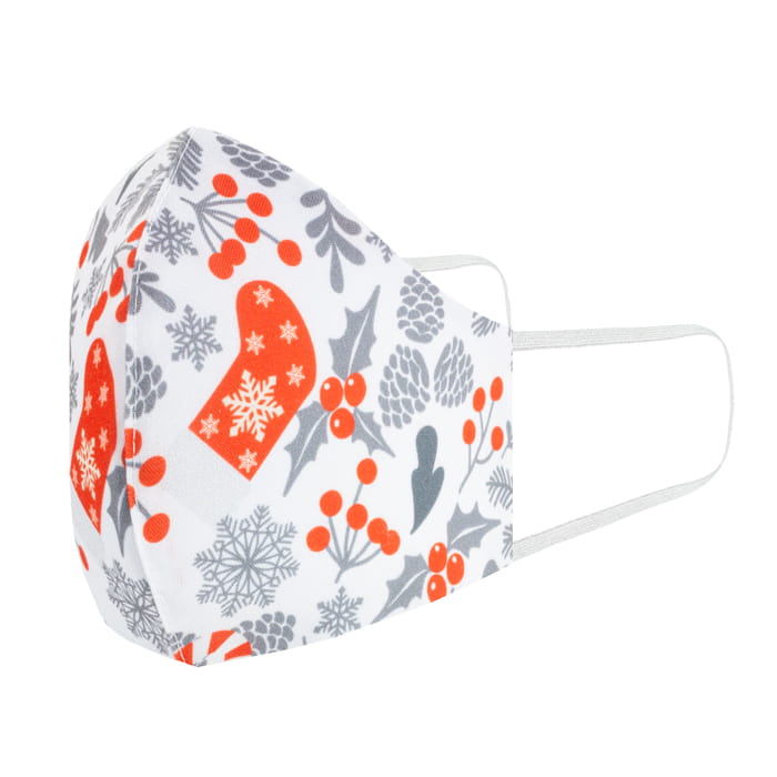 maseczka bawełniana z bawełny świąteczna biała
