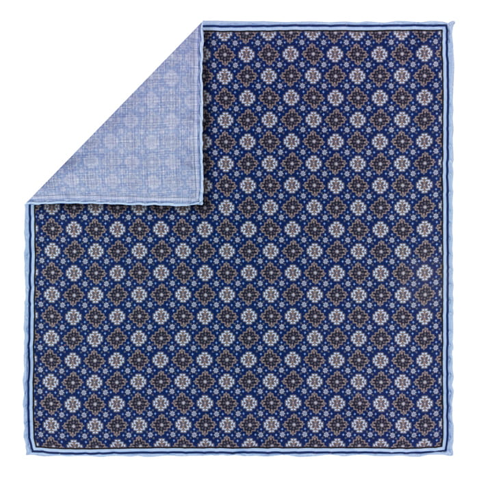 EM men's accessories poszetka jedwabna granatowa okrągłe wzory.jpg