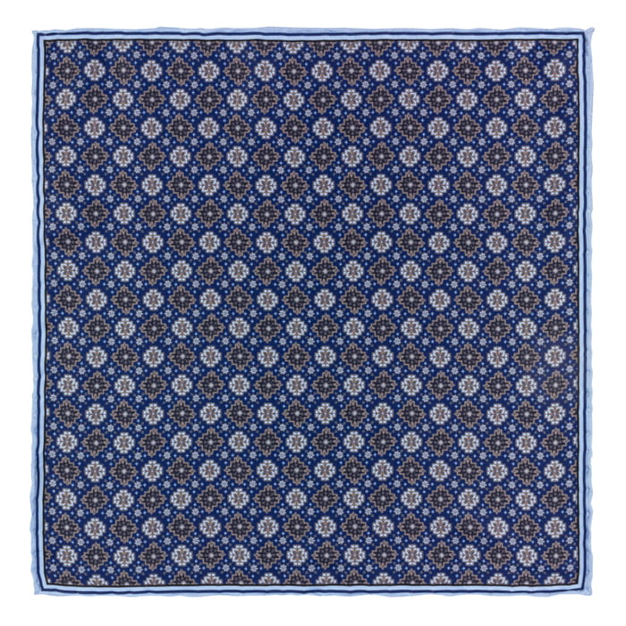EM men's accessories poszetka jedwabna granatowa okrągłe wzory.jpg