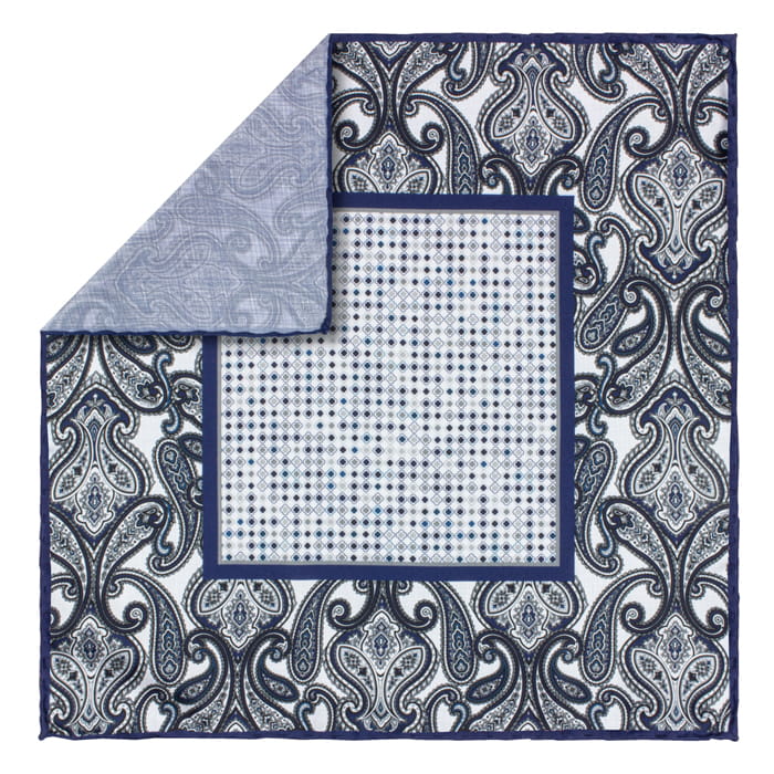 EM Men's Accessories poszetka jedwabna granatowa biała paisley .jpg