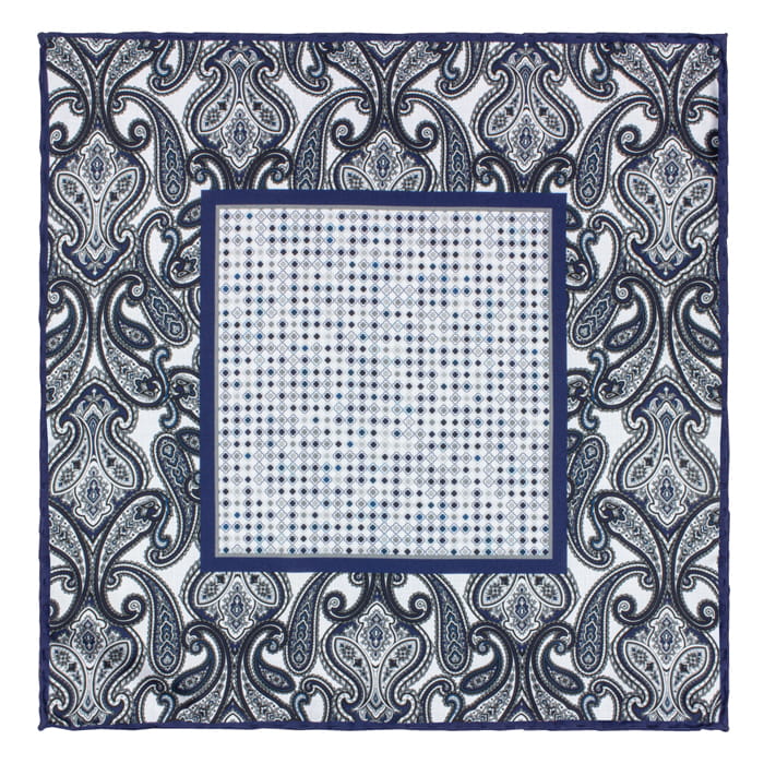 EM Men's Accessories poszetka jedwabna granatowa biała paisley .jpg