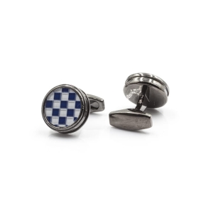 EM Men's Accessories spinki do mankietów w biało-granatową kratę.jpg