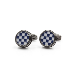 EM Men's Accessories spinki do mankietów w biało-granatową kratę.jpg