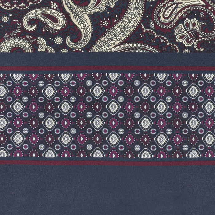 Męski szalik wykonany z jedwabiu i wełny w bordowe paisley w kolorze granatowym EM 8 / wełniany - jedwabny