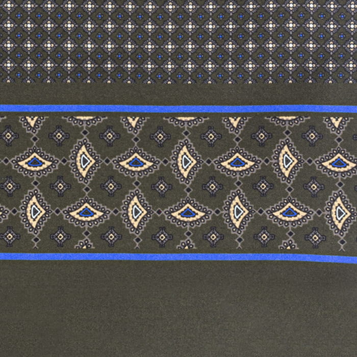 Męski szalik wykonany z jedwabiu i wełny we wzory w kolorze ciemnozielonym EM 9 / wełniany - jedwabny