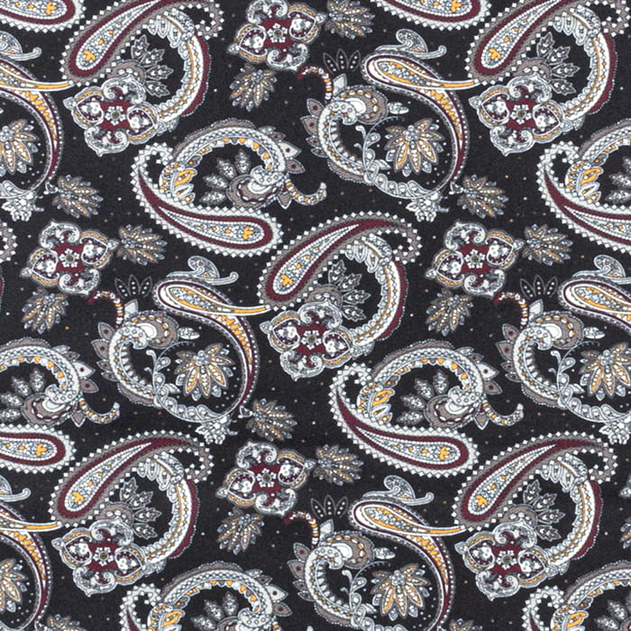 Męski szalik wykonany z jedwabiu i wełny w paisley w kolorze czarnym EM 82 / wełniany - jedwabny (