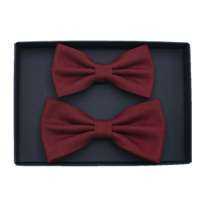 ZESTAW MUCHA BAWEŁNIANA TATA + SYN bordowa gładka