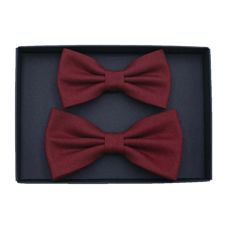 ZESTAW MUCHA BAWEŁNIANA TATA + SYN bordowa gładka