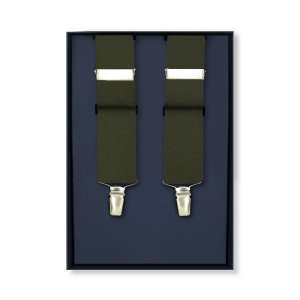 1155040300142 b oliwkowe EM men's accessories zestaw szelki wełniane+mucha wełniana