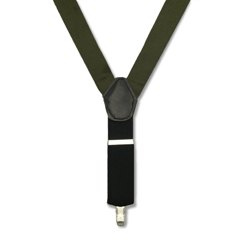 1155040300142 c oliwkowe EM men's accessories zestaw szelki wełniane+mucha wełniana