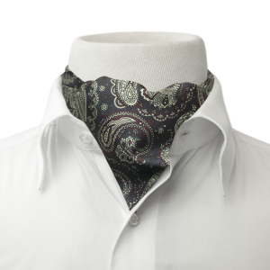 EM men's accessories Fular jedwabny granatowy paisley wzory wiązanie fularu.jpg