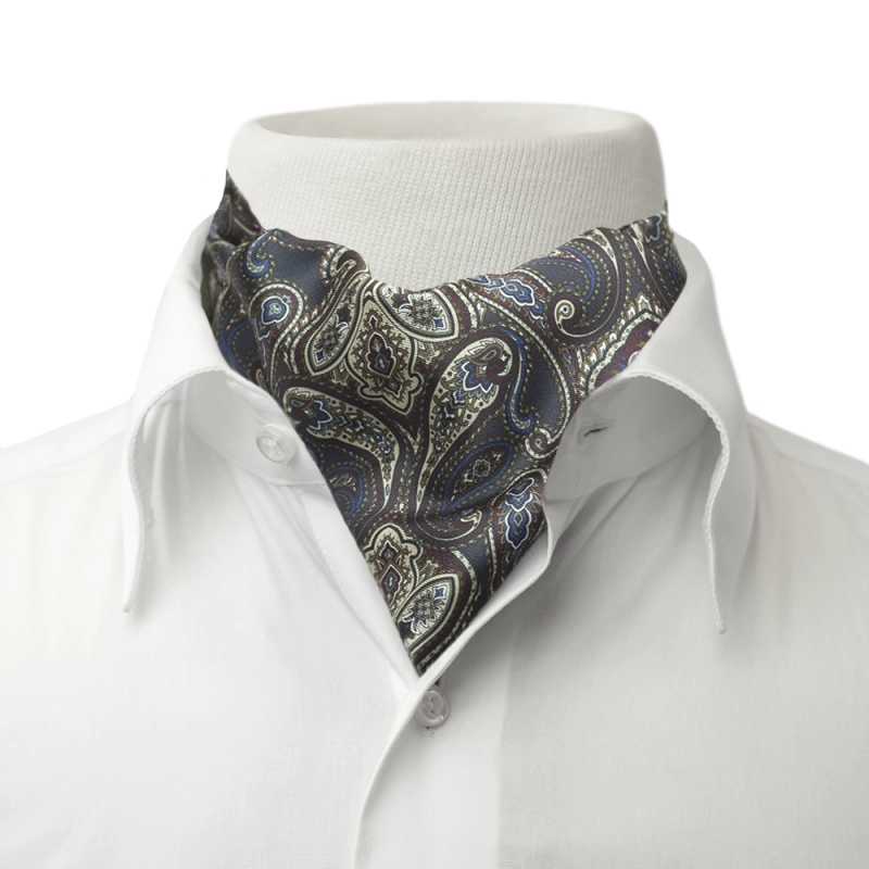 EM men's accessories Fular jedwabny  granatowy wzory wiązanie fularu.jpg