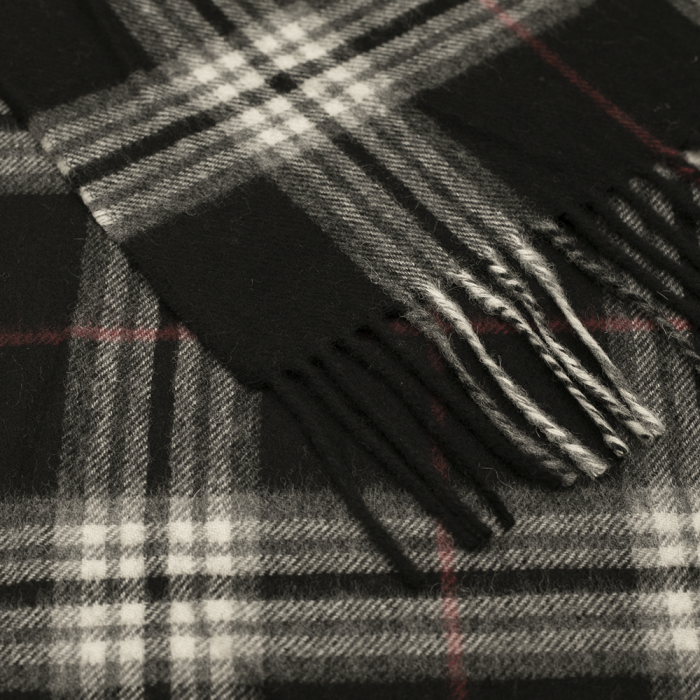 Szalik z wełny w kratę w kolorze czarnym EM 6